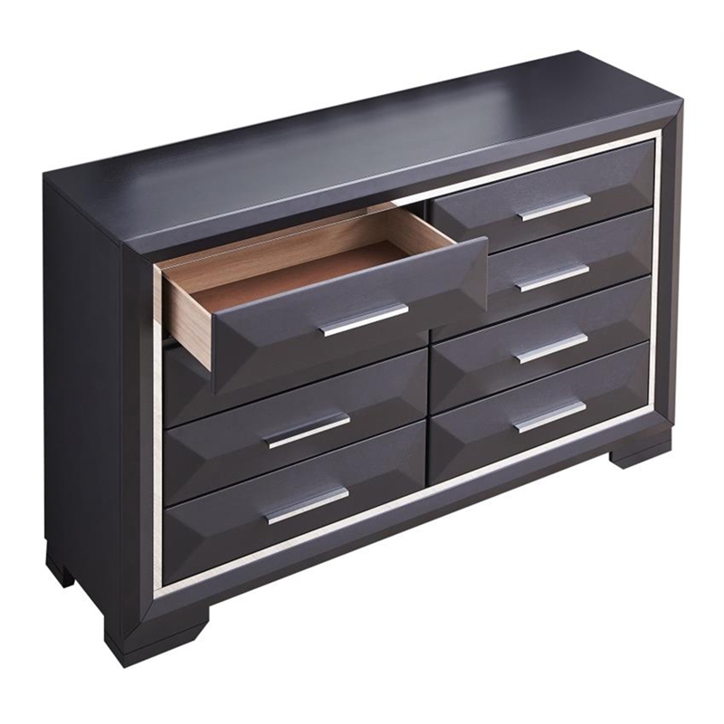 Glory Furniture Liverpool 8-Drawers Bedroom Dresser in Black