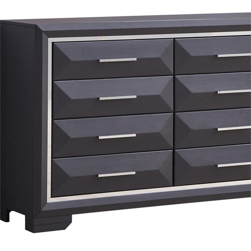 Glory Furniture Liverpool 8-Drawers Bedroom Dresser in Black
