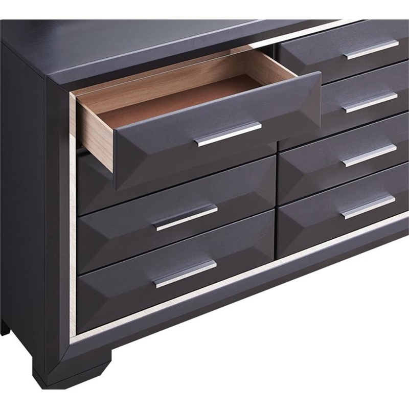 Glory Furniture Liverpool 8-Drawers Bedroom Dresser in Black