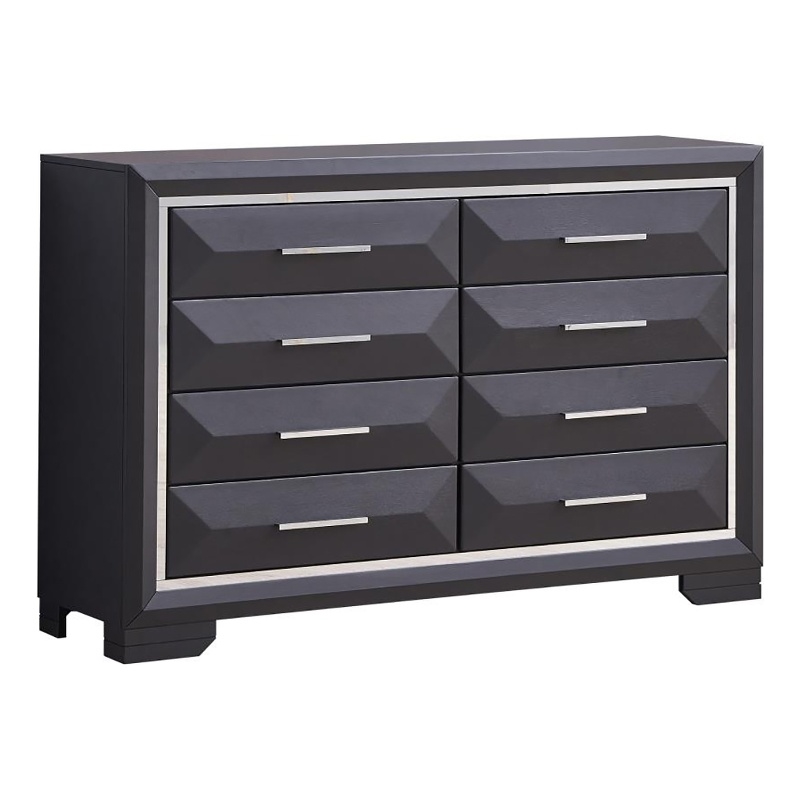 Glory Furniture Liverpool 8-Drawers Bedroom Dresser in Black