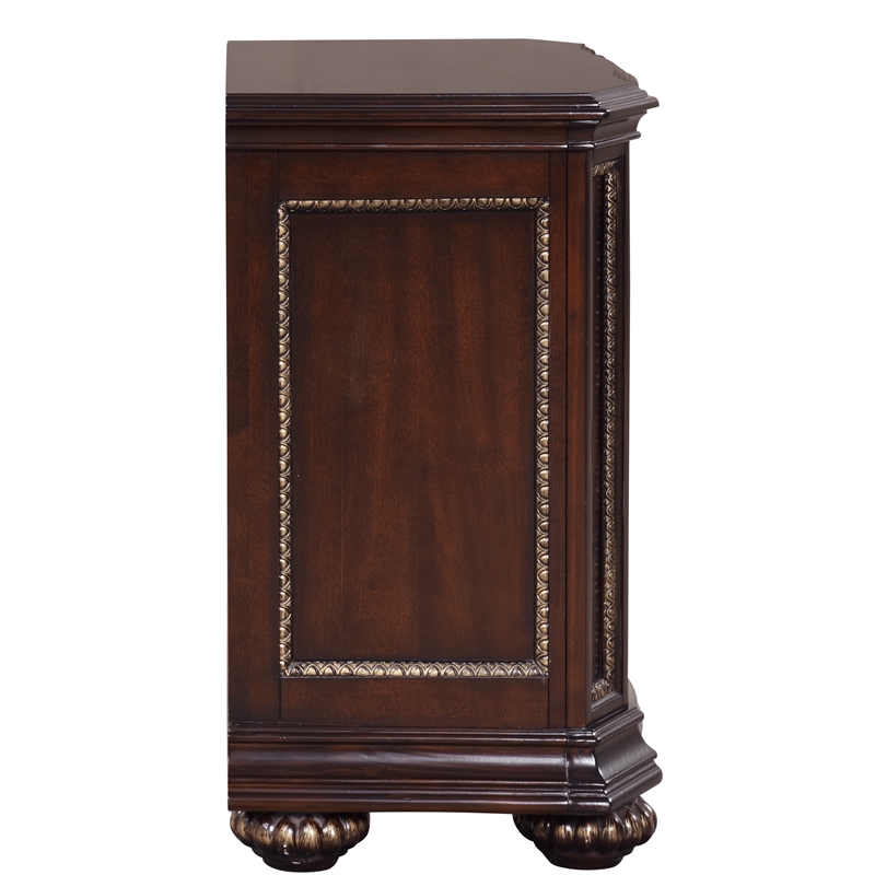 Glory Furniture Paris 3-Drawer Traditional Wood Nightstand in Cherry