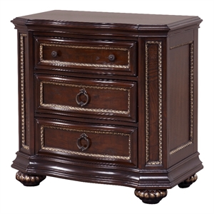 glory furniture paris 3-drawer traditional wood nightstand in cherry