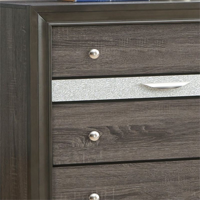 Glory Furniture Madrid Wood Veneer 6-Drawer Bedroom Chest in Gray