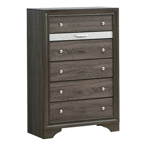 Glory Furniture Madrid Wood Veneer 6-Drawer Bedroom Chest in Gray
