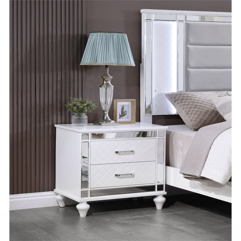 Glory Furniture Livorno G02790-N Nightstand White and Mirror
