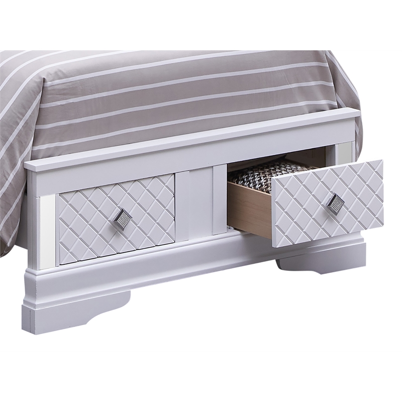 Glory Furniture Verona Twin Size Storage Bed in White Pearlescent