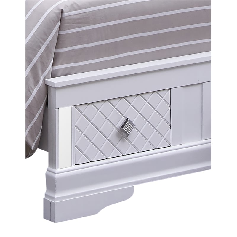 Glory Furniture Verona Twin Size Storage Bed in White Pearlescent