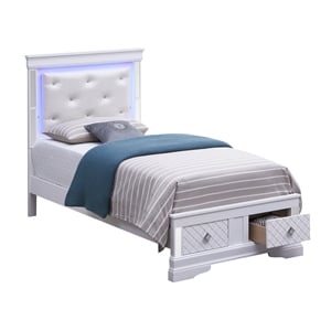 Glory Furniture Verona Twin Size Storage Bed in White Pearlescent