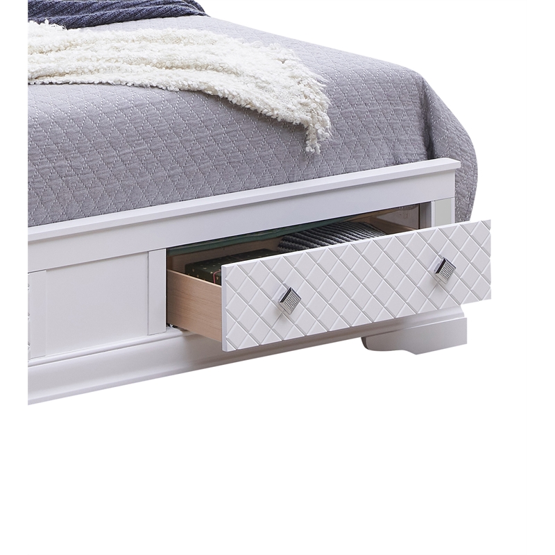 Glory Furniture Verona Full Size Storage Bed in White Pearlescent