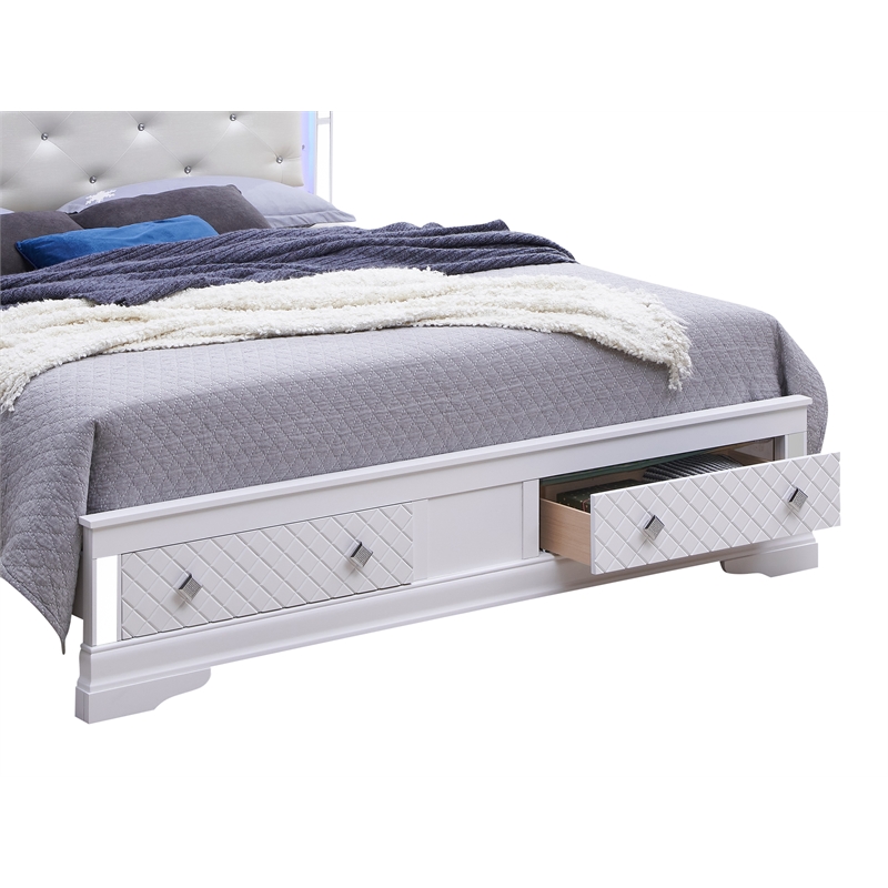 Glory Furniture Verona Full Size Storage Bed in White Pearlescent