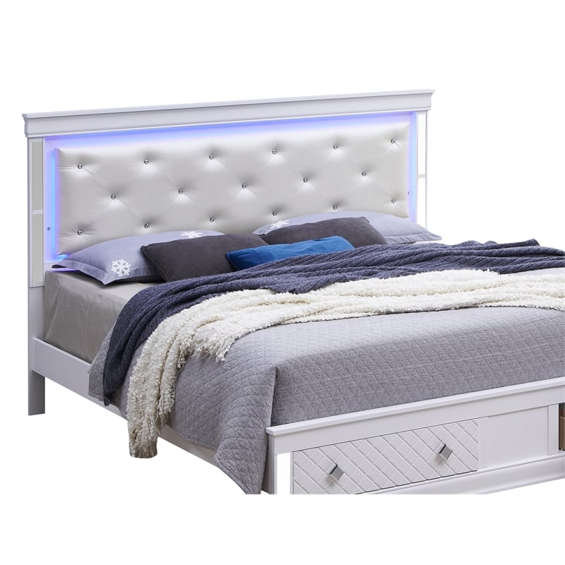Glory Furniture Verona King Size Storage Bed in White Pearlescent