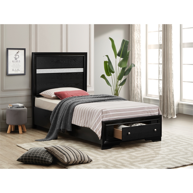 Glory Furniture Madrid G02350B-TB Twin Bed Black Wood