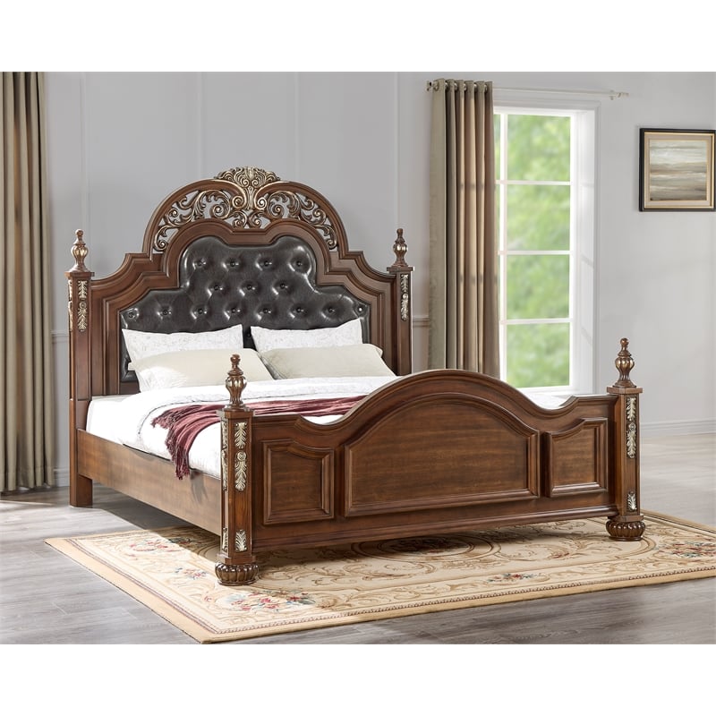 Glory Furniture G07100A-KB Cherry Finished Wood King Bed