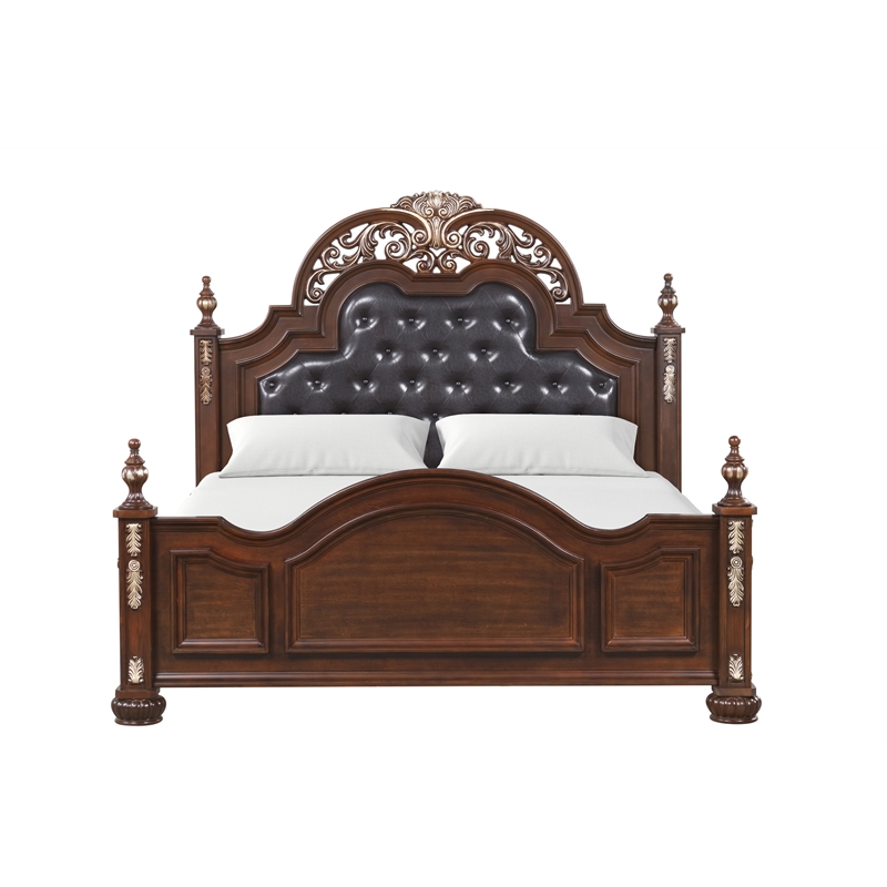 Glory Furniture Lyon G07100A-QB Cherry Finished Wood Bed