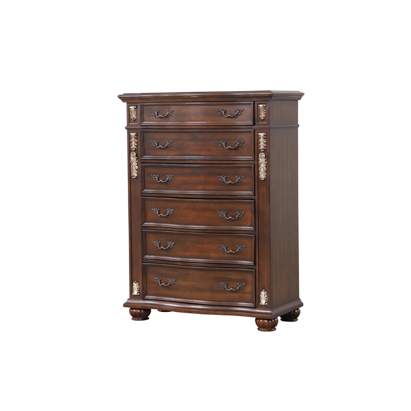 Glory Furniture G07100-CH 6 Drawer Cherry Finished  Wood Chest