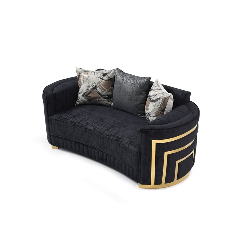 Glory Furniture Soledad Loveseat with Back Pillows in Black