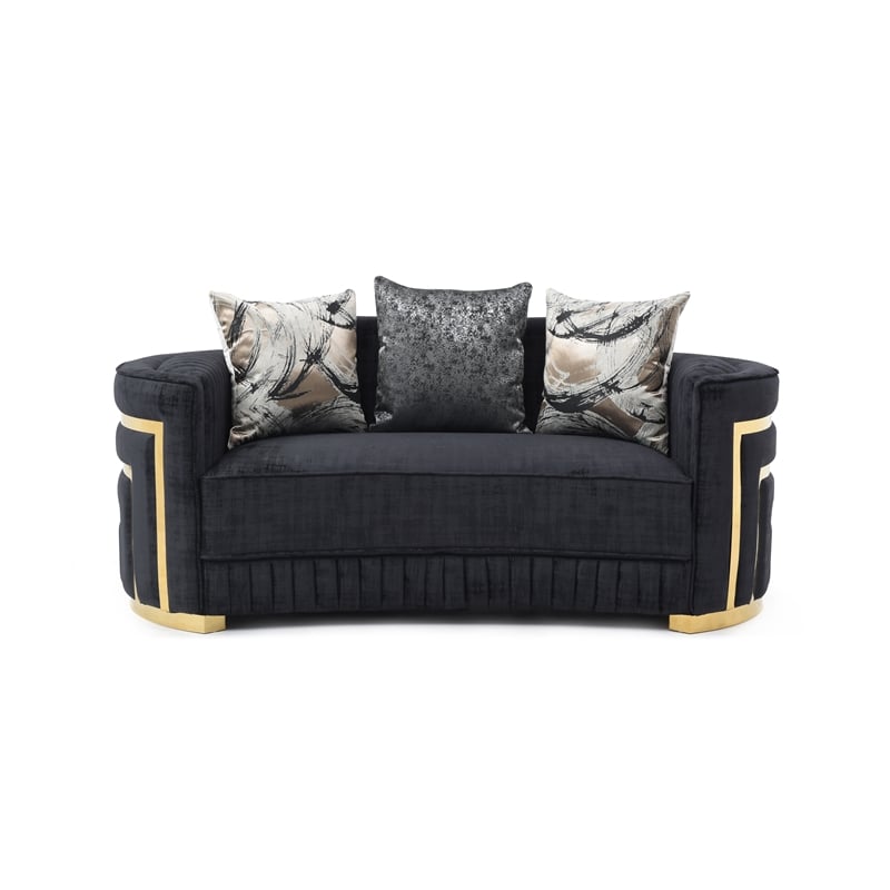 Glory Furniture Soledad Loveseat with Back Pillows in Black