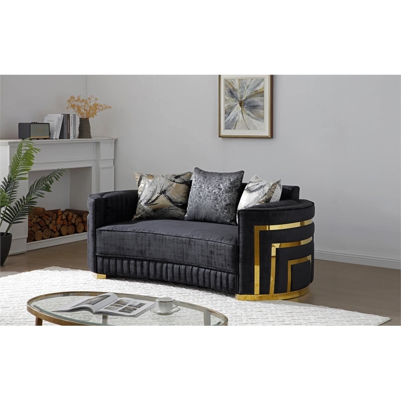 Glory Furniture Soledad Loveseat with Back Pillows in Black