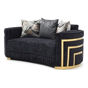 Glory Furniture Soledad Loveseat with Back Pillows in Black