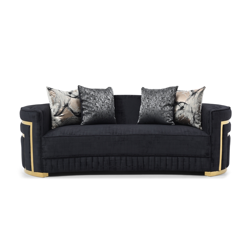 Glory Furniture Soledad Sofa with Back Pillows in Black