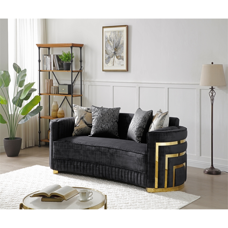 Glory Furniture Soledad Sofa with Back Pillows in Black