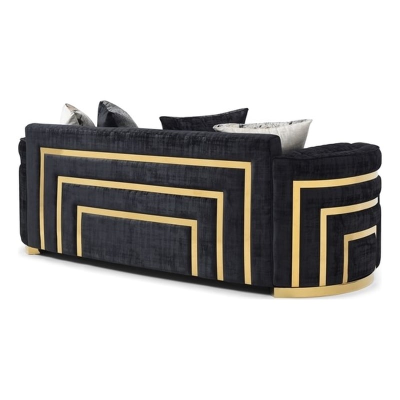 Glory Furniture Soledad Sofa with Back Pillows in Black