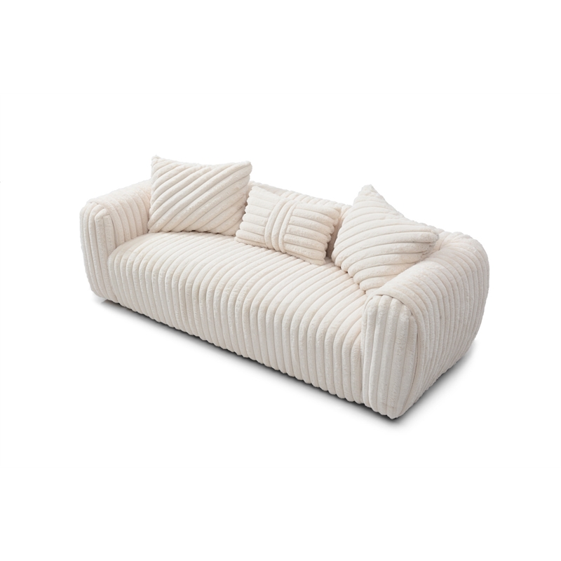Glory Furniture Cancun Boucle Fabric Upholstered Sofa in White