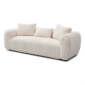 Glory Furniture Cancun Boucle Fabric Upholstered Sofa in White