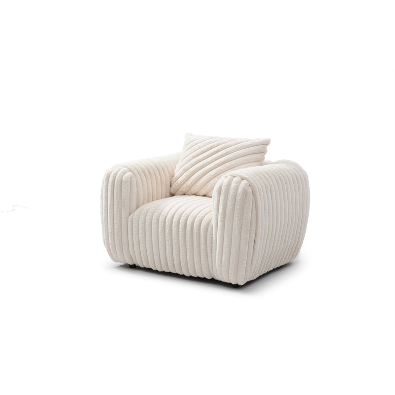 Glory Furniture Cancun Boucle Fabric Upholstered Chair in White