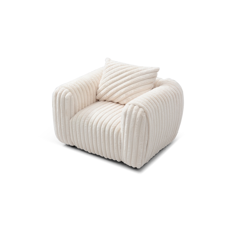 Glory Furniture Cancun Boucle Fabric Upholstered Chair in White