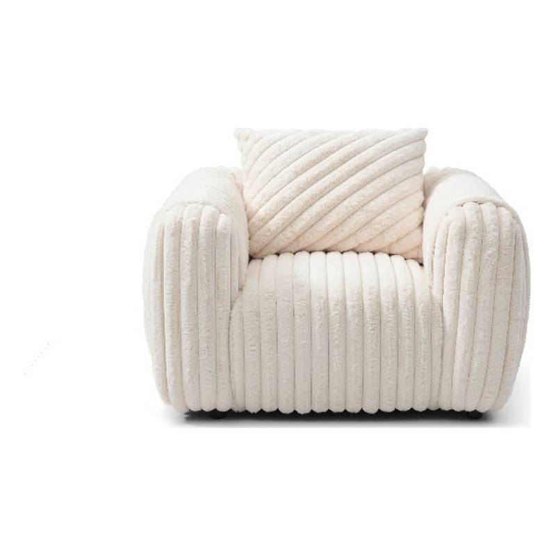 Glory Furniture Cancun Boucle Fabric Upholstered Chair in White
