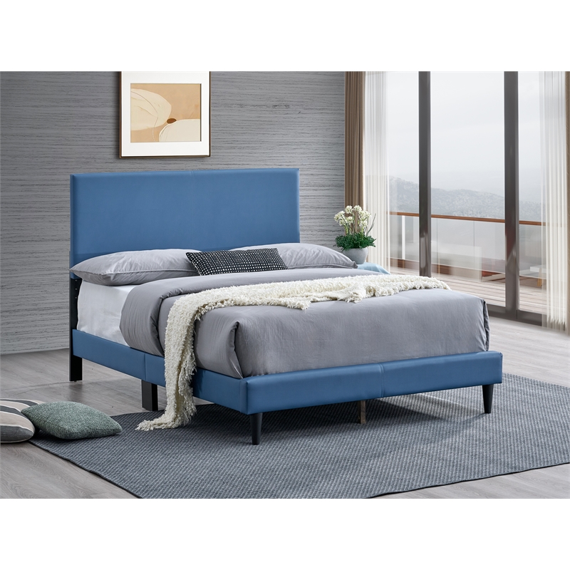 Glory Furniture Baron G00704-FB-UP Blue Modern Faux Leather Platform Bed