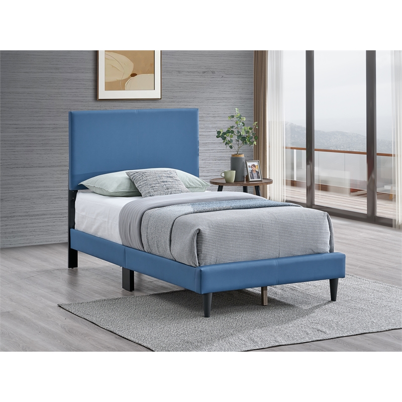 Glory Furniture Baron G00704-TB-UP Blue Modern Faux Leather Platform Bed