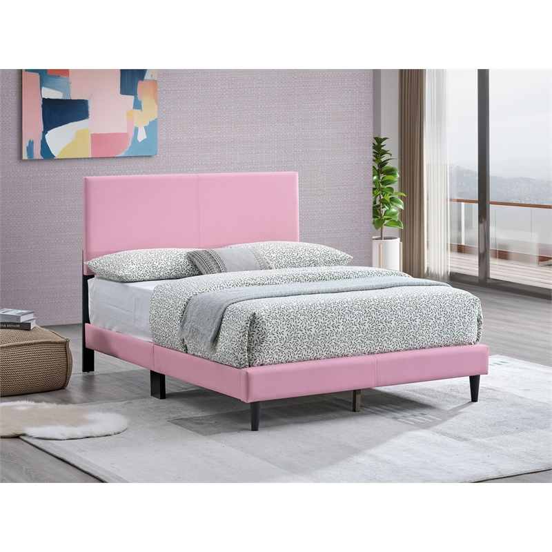 Glory Furniture Baron G00706-FB-UP   PINK Faux Leather Platform Bed