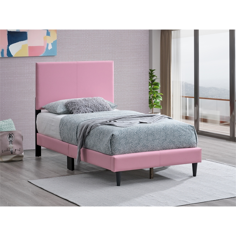 Glory Furniture Baron G00706-TB-UP   PINK Faux Leather Platform Bed
