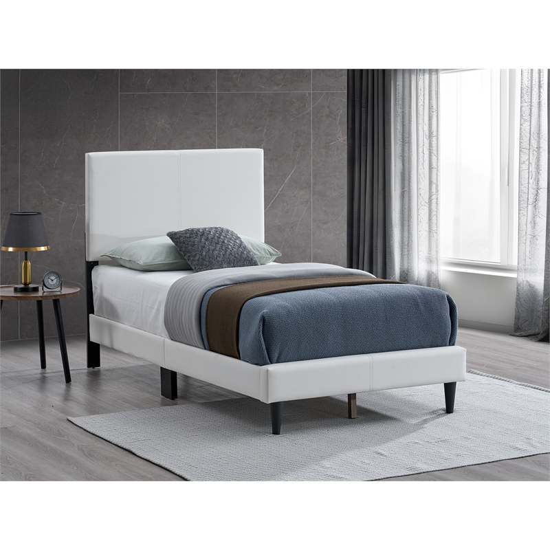 Glory Furniture Baron G00709-TB-UP   WHITE Faux Leather Platform Bed