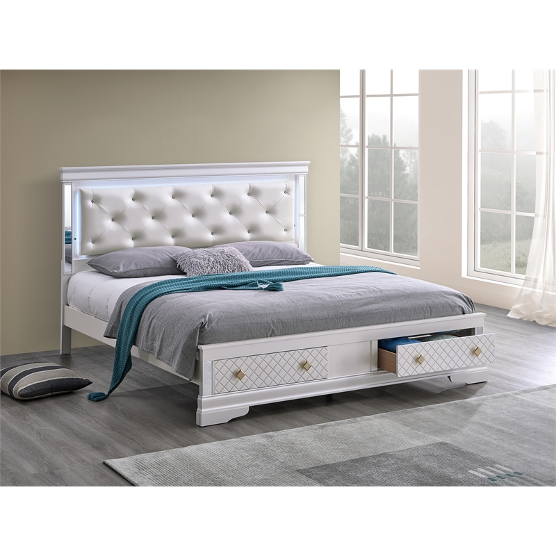 Glory Furniture Naples G6735B-QSB Queen Bed  Pearl White