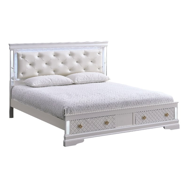 Glory Furniture Naples G6735B-QSB Queen Bed  Pearl White