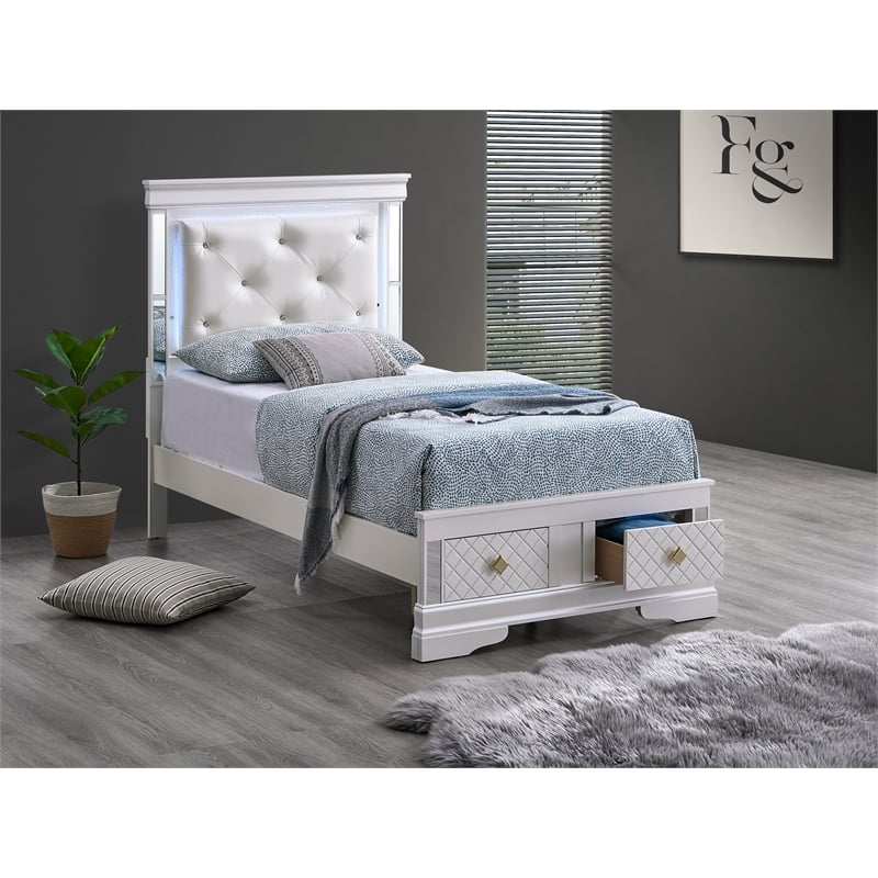 Glory Furniture Naples G6735B-TSB Twin Bed  Pearl White