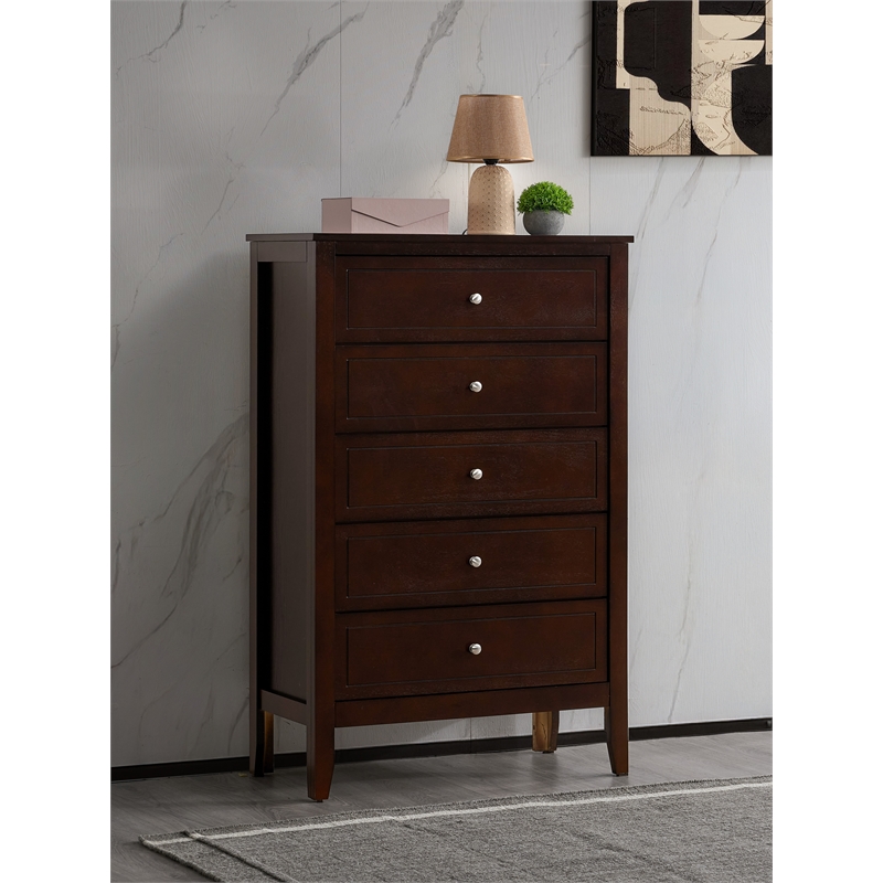 Glory Furniture Daniel G1312-CH-25 Transitional Wood 5 Drawer Chest - Cappuccino