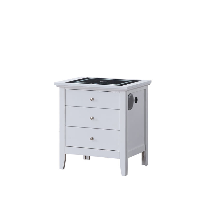 Glory Furn Hammond G5490-N2-SMART  3 Dr Power Nightstand w Speakers White