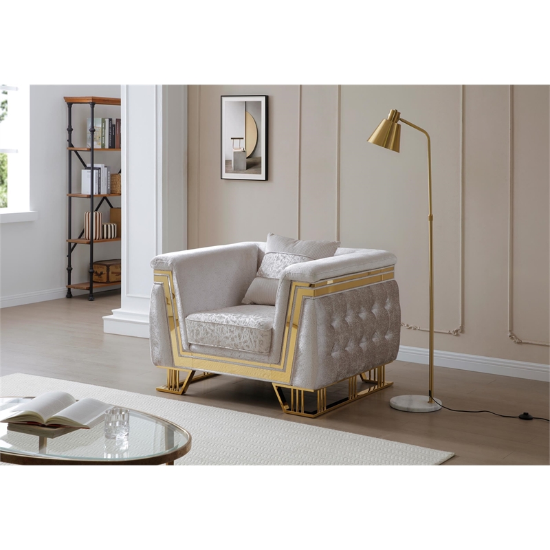 Glory Furniture Rebecca G00195A-C Chair  Shimmering Silver Velvet