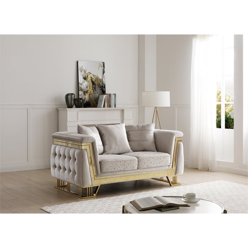 Glory Furniture Rebecca G00195A-L Loveseat Shimmering Silver Velvet