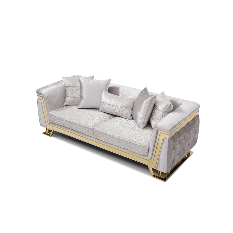 Glory Furniture Rebecca G00195A-S Sofa Shimmering Silver Velvet