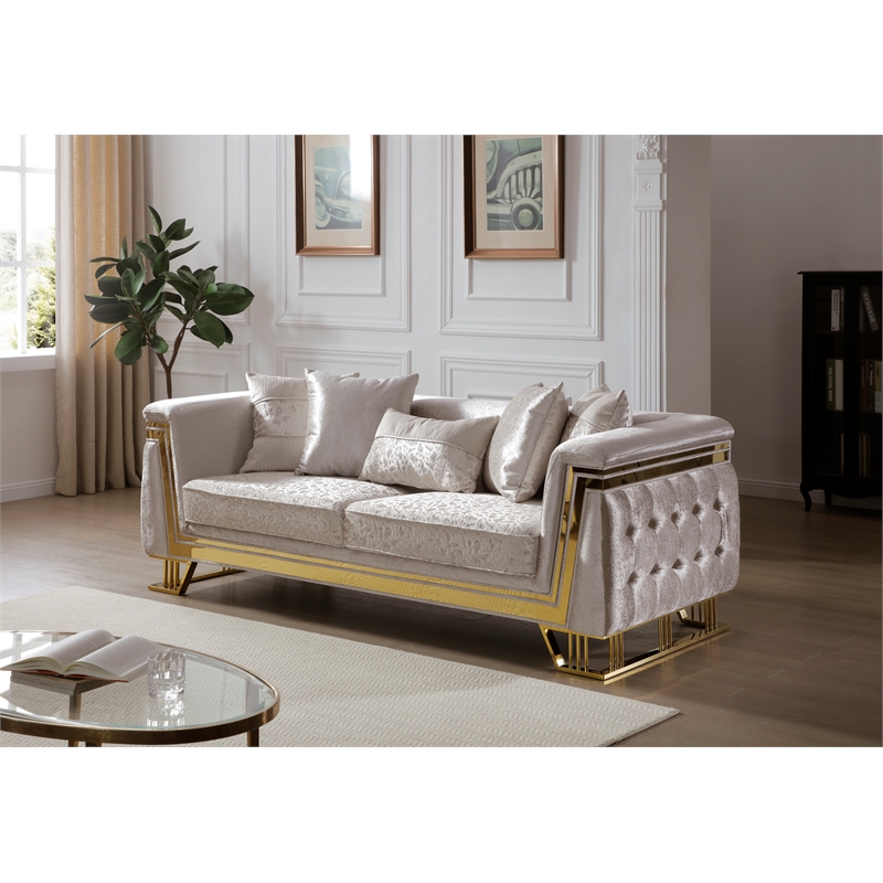 Glory Furniture Rebecca G00195A-S Sofa Shimmering Silver Velvet