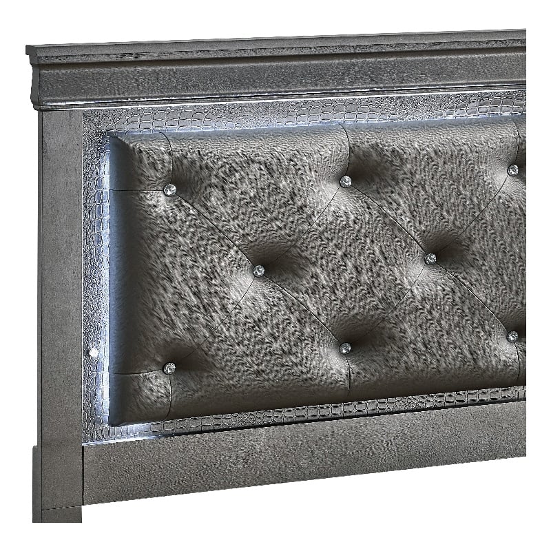 Glory Furniture Lorana Faux Leather Upholstered Twin Storage Bed Gunmetal Gray