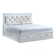 Glory Furniture Lorana Faux Leather Upholstered Full Storage Bed Sparkling White