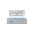 Glory Furniture Lorana Faux Leather Queen Storage Bed in Sparkling White