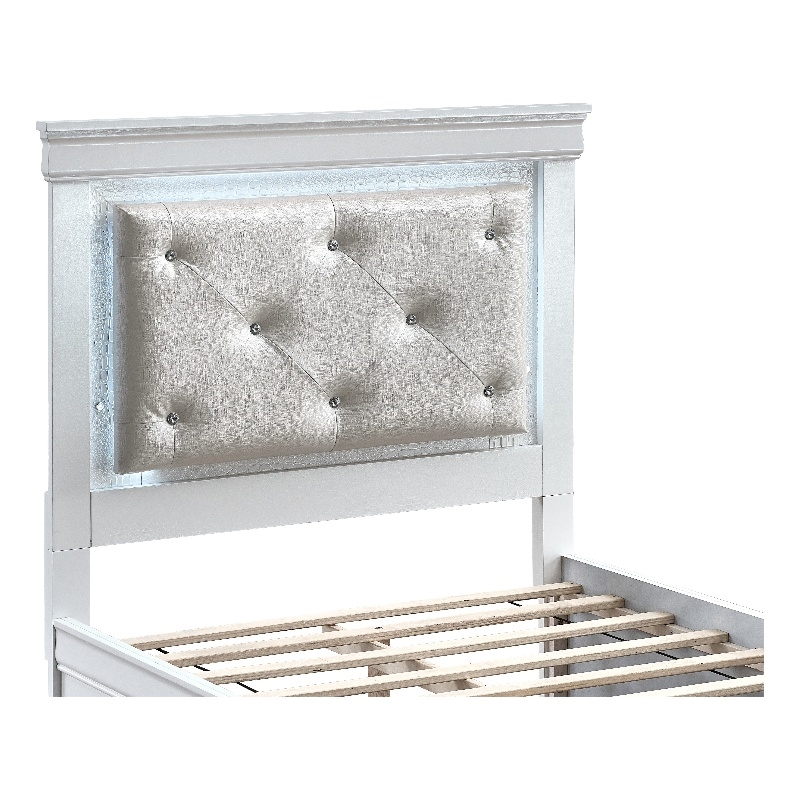 Glory Furniture Lorana Faux Leather Upholstered Twin Storage Bed Sparkling White