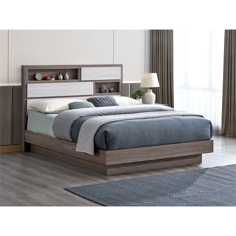 Glory Furniture Aberdeen G02500A-KB King Platform Bed Gray & Oak Laminate Finish